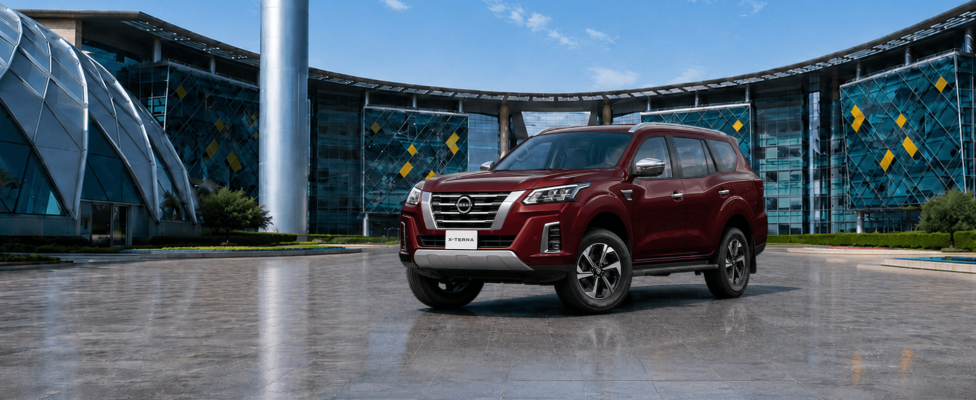 Nissan X-Terra SUV with festive day backdrop