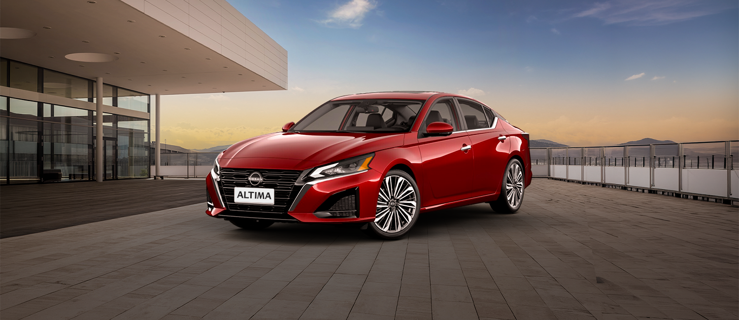Nissan Altima SUV with festive Day backdrop