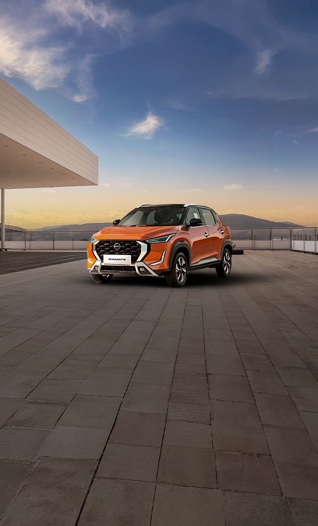 Nissan Magnite with festive night backdrop