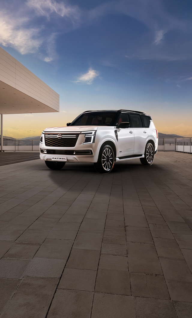 Nissan Patrol SUV with festive night backdrop