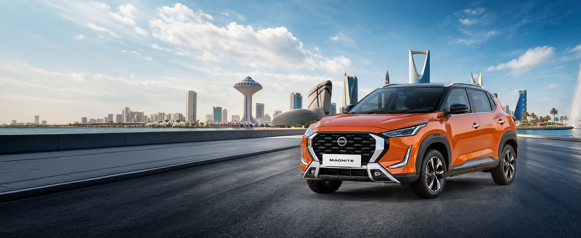 Nissan Magnite SUV with festive day backdrop