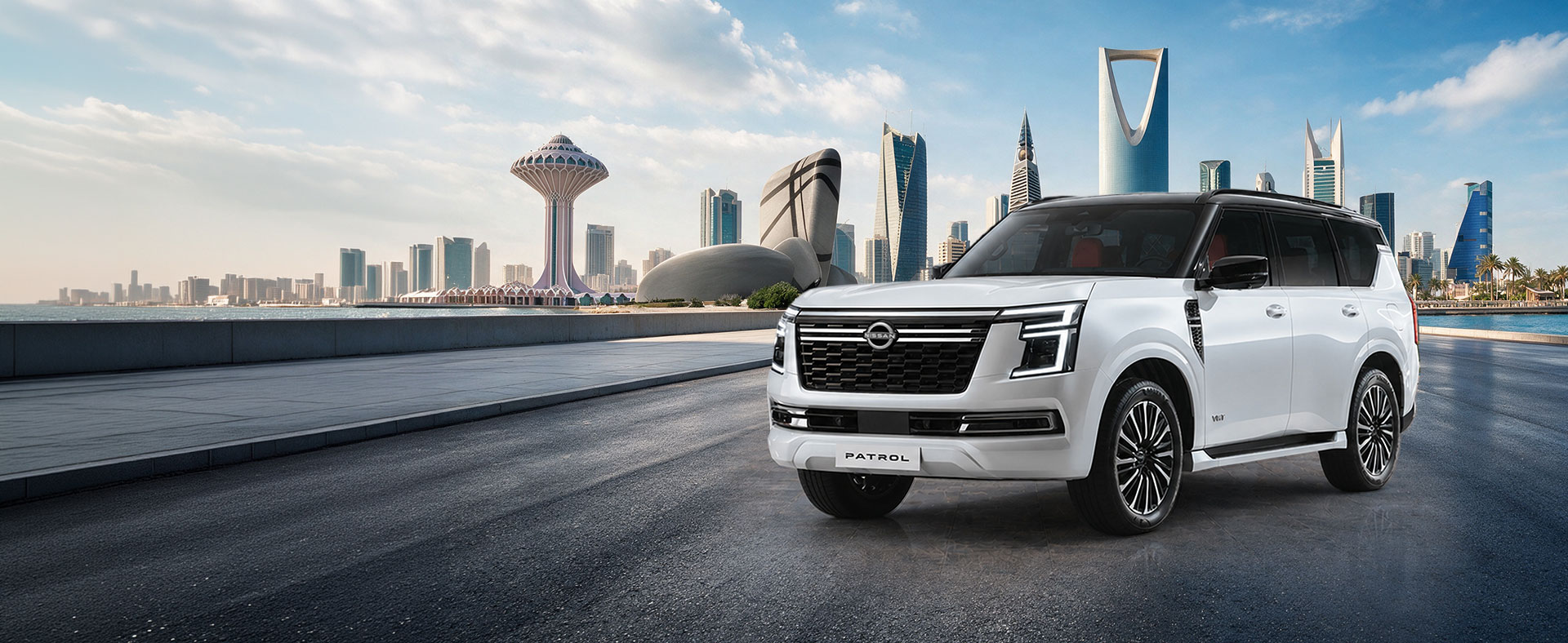 Nissan Patrol SUV with festive day backdrop