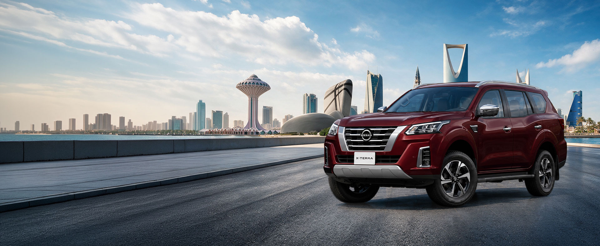 Nissan X-Terra SUV with festive day backdrop