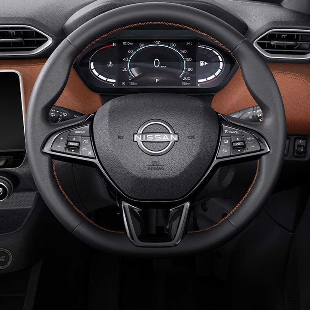 leather steering wheel with controls